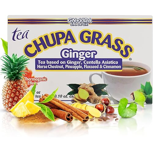 New Improved Formula Tea CHUPA Grass - Tea Based Ginger, Gotu Kola & Cinammon & Te CHUPA Panza Jengibre (30 Tea Bags/0.10 oz Each)
