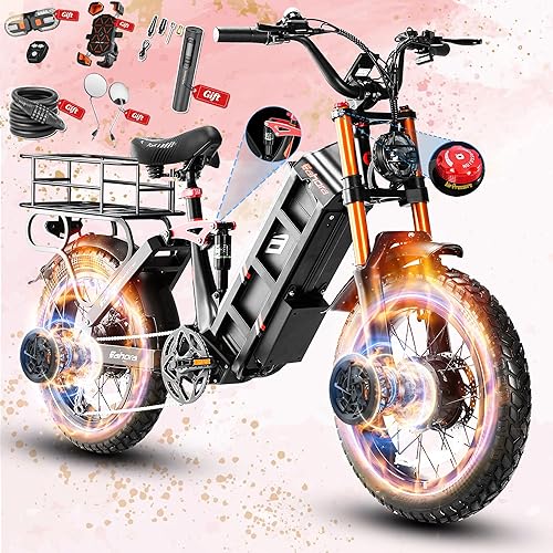 eAhora 2026 Juliet Pro 2 43-31Mph Electric Bike for Adults 5400W Dual Motor Ebike 60V/70Ah 48V/60Ah 200+Miles Long Range Electric Bicycle 20" Fat Tires Full Suspension Electric Mountain Bike