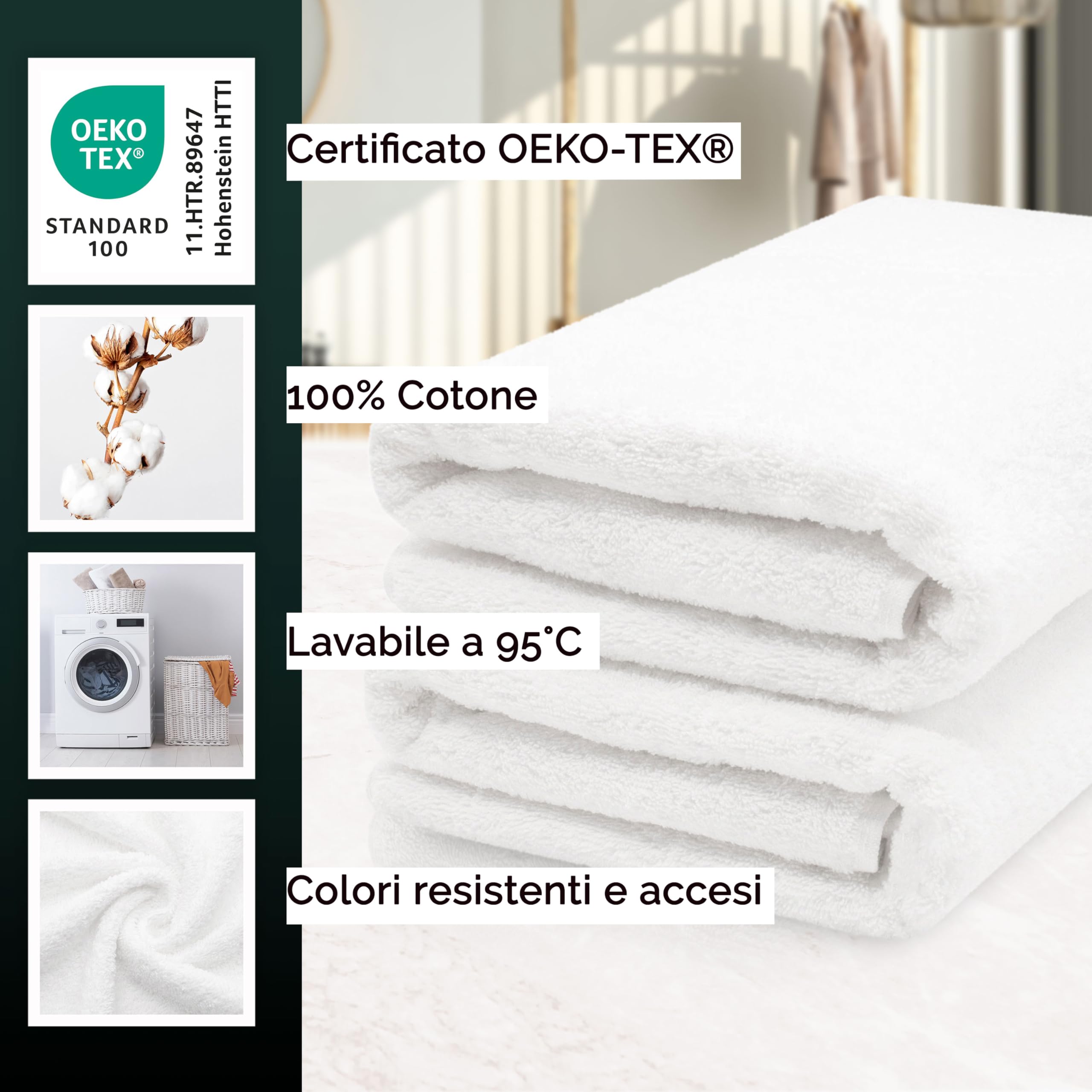 Asciugamani Sauna 100% Cotone - 2 Pezzi 80x200 Cm, 470 G/m², Beige - Foto 11