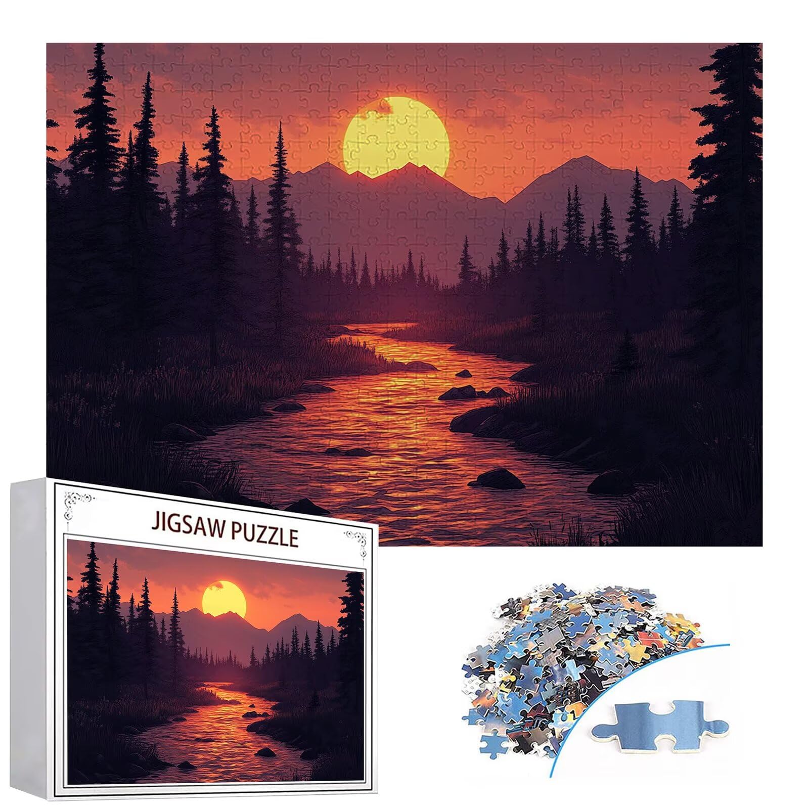 Puzzle 3000 elementów leśnych puzzle dla dorosłych strumień 122 x 81 cm unikalne rzemiosło klasyczne 3D drewniana układanka do rodzinnych gier aktywnych, układanka zrób to sam do dekoracji ścian domu
