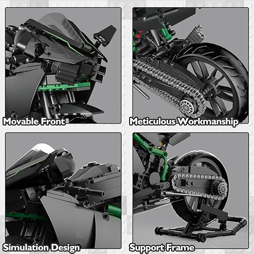 Miniatura 3 de JMBricklayer H2R - Juego de bloques de construcción de motocicleta 60119, kit de construcción de modelo de motocicleta coleccionable, juguetes de