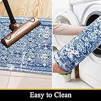 Vista 5 de Vaukki - Alfombra de pasillo, suave y peluda, alfombra antideslizante lavable, para lavandería, cocina, granja, baño, entrada y dormitorio