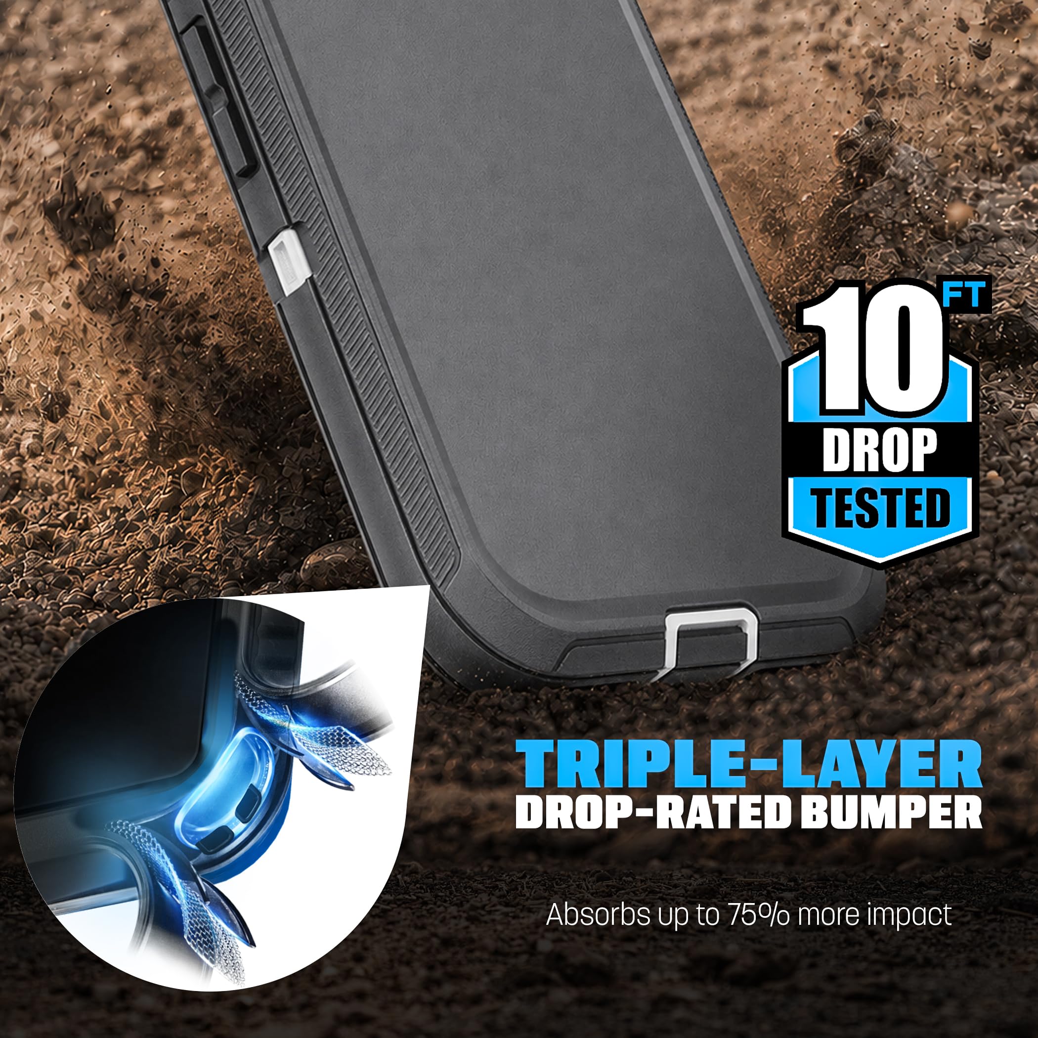 Encased Custodia magnetica per Google Pixel 11 Pro XL con clip da cintura | Protezione a doppio strato • Pellicola protettiva in vetro temperato • Compatibile con PixelSnap • Grigio