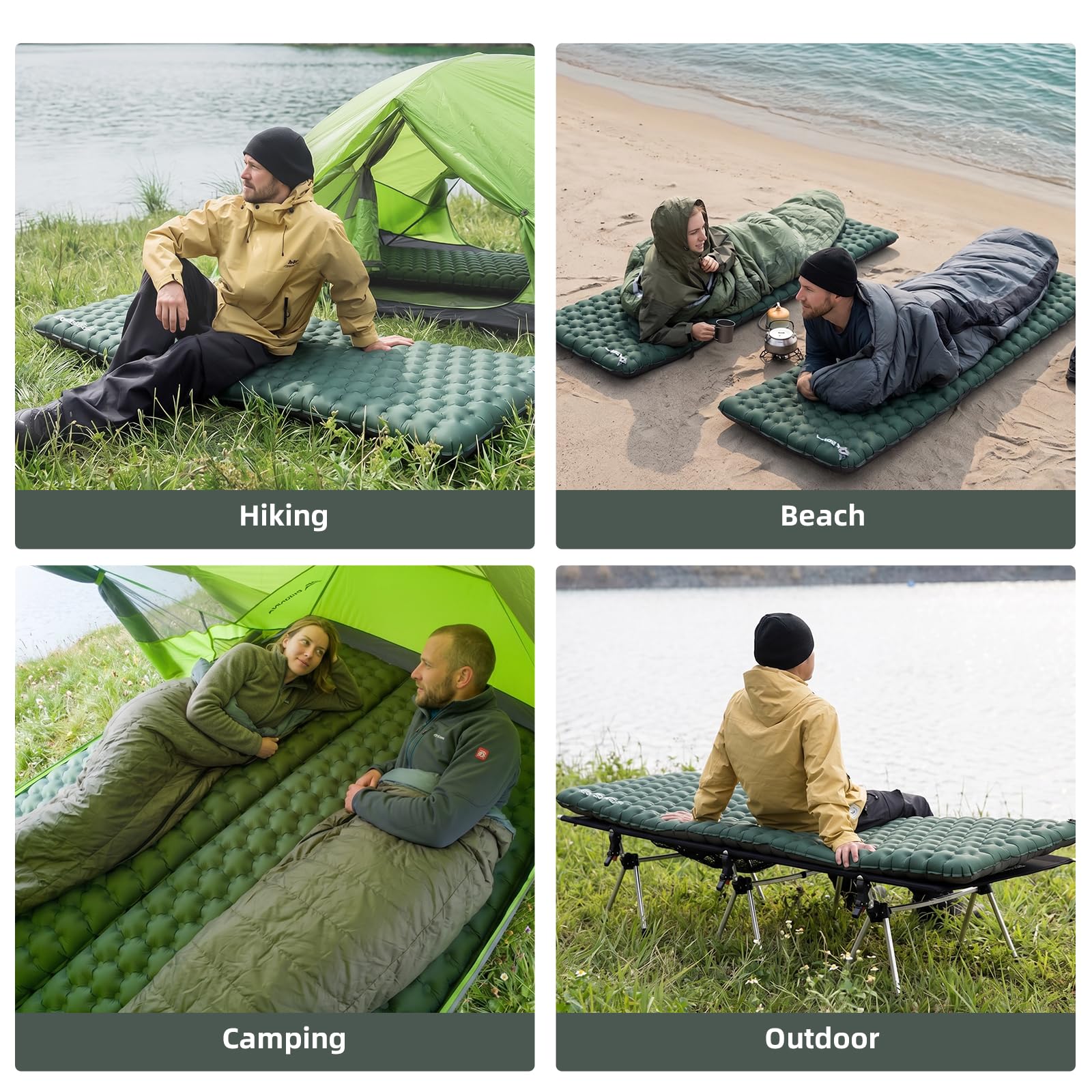 BISINNA Colchoneta de dormir ultraligera con aislamiento 9R, colchoneta inflable para acampar y mochileros, 900 g