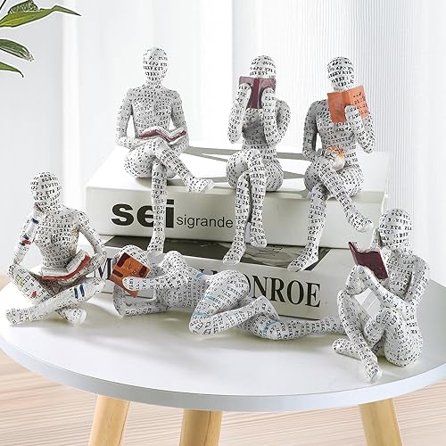 Miniatura 2 de GRAPMKTG Decoración para el hogar, lectura de pulpa, estatua de pensador, escultura estética, decoración de habitación, decoración abstracta moderna