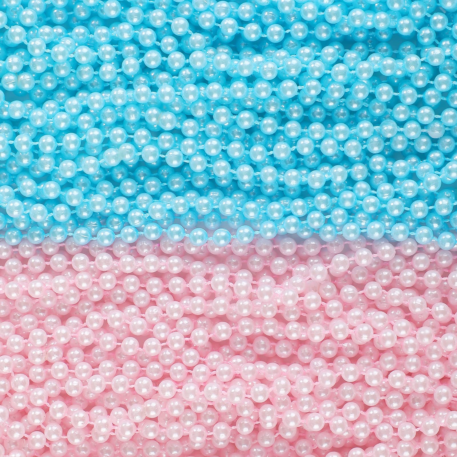 Sureio 50 Pcs Gender Reveal Beads for Baby Shower Blue Pink Plastic Beads Blue 24 Inch 6 mm Announcement Party Supplies Gender Reveal Party Favors for Baby Shower