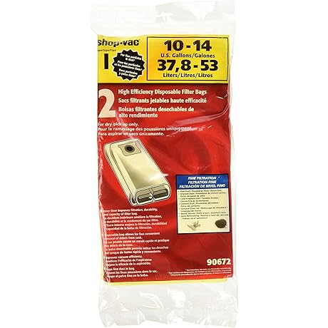 Shop-Vac 9067233 Disposable Collection Filter Bags for 10-14 Gallon Tanks (2 Pack)