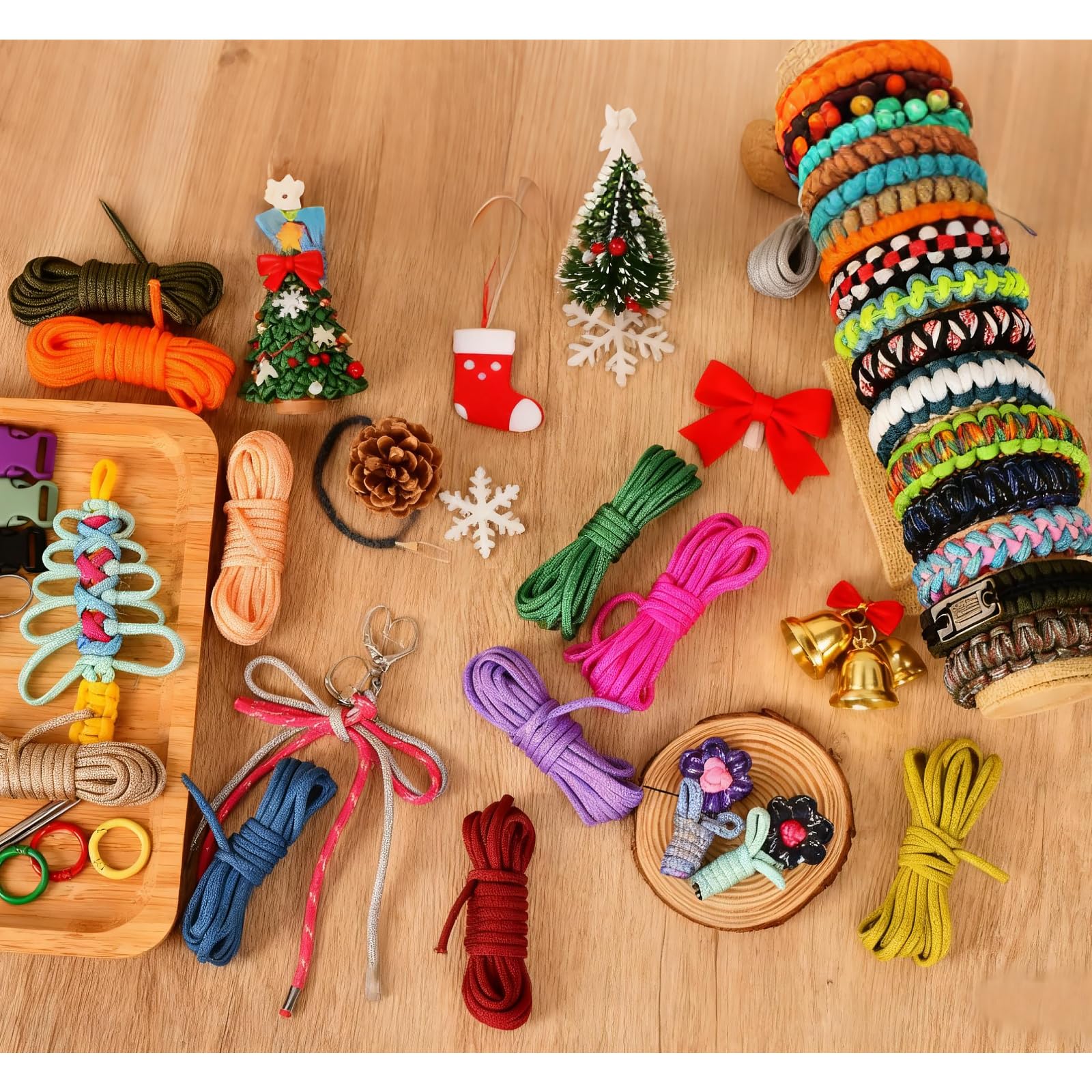 Paracord 550 Paracord-Bastelset zur Herstellung von Armbändern, Hundehalsbändern, Schlüsselband, Multifunktions-Fallschirmschnur-Kombination (A, 21 Farben)