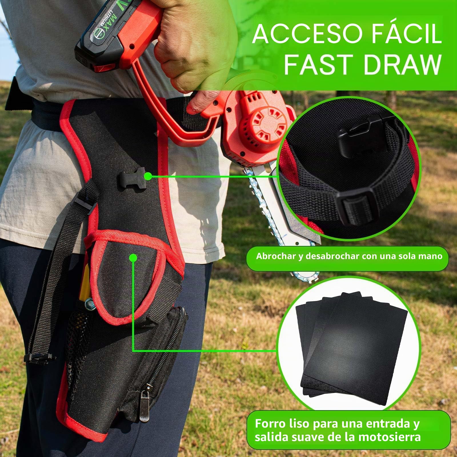 Mini Funda para Motosierra, Bolsa de Transporte para motosierras eléctricas pequeñas de 4/5/6 Pulgadas, carpintería con Cubiertas de Cadena de Barra/bucles Abiertos/cinturón Ajustable