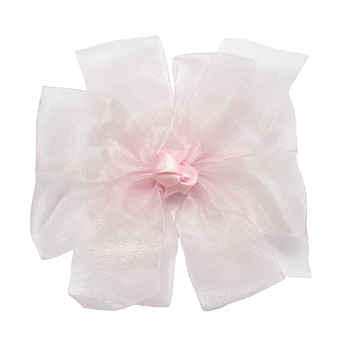 Miniatura 10 de HAIRBOWS Lazo de organza doble para niñas con un nudo en el centro en un clip, para todas las edades y tipos de cabello, lazo de 3 pulgadas, rosa