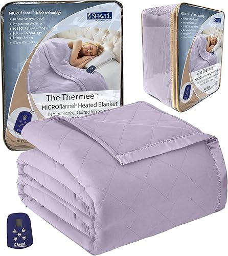 Thermee Cobija eléctrica de micro franela, abedul, Lila , Completo