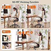 Vista 4 de Silla de Escritorio de Oficina, Silla Ergonómica para Computadora con Brazos Abatibles Acolchados y Soporte Lumbar Ajustable, Silla Ejecutiva
