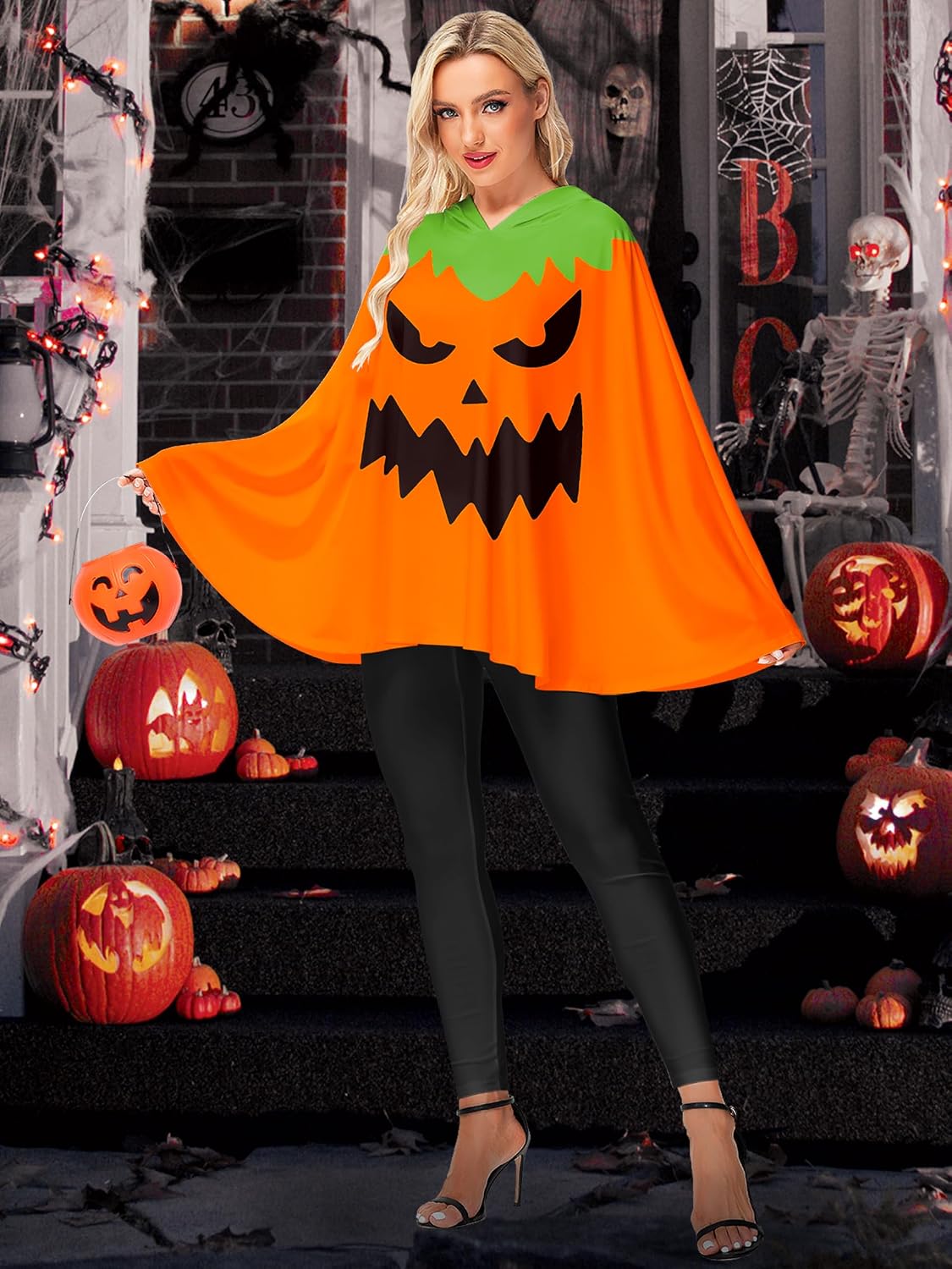 AOBUTE Womens Halloween Costume Poncho Hooded Party Cosplay Cape