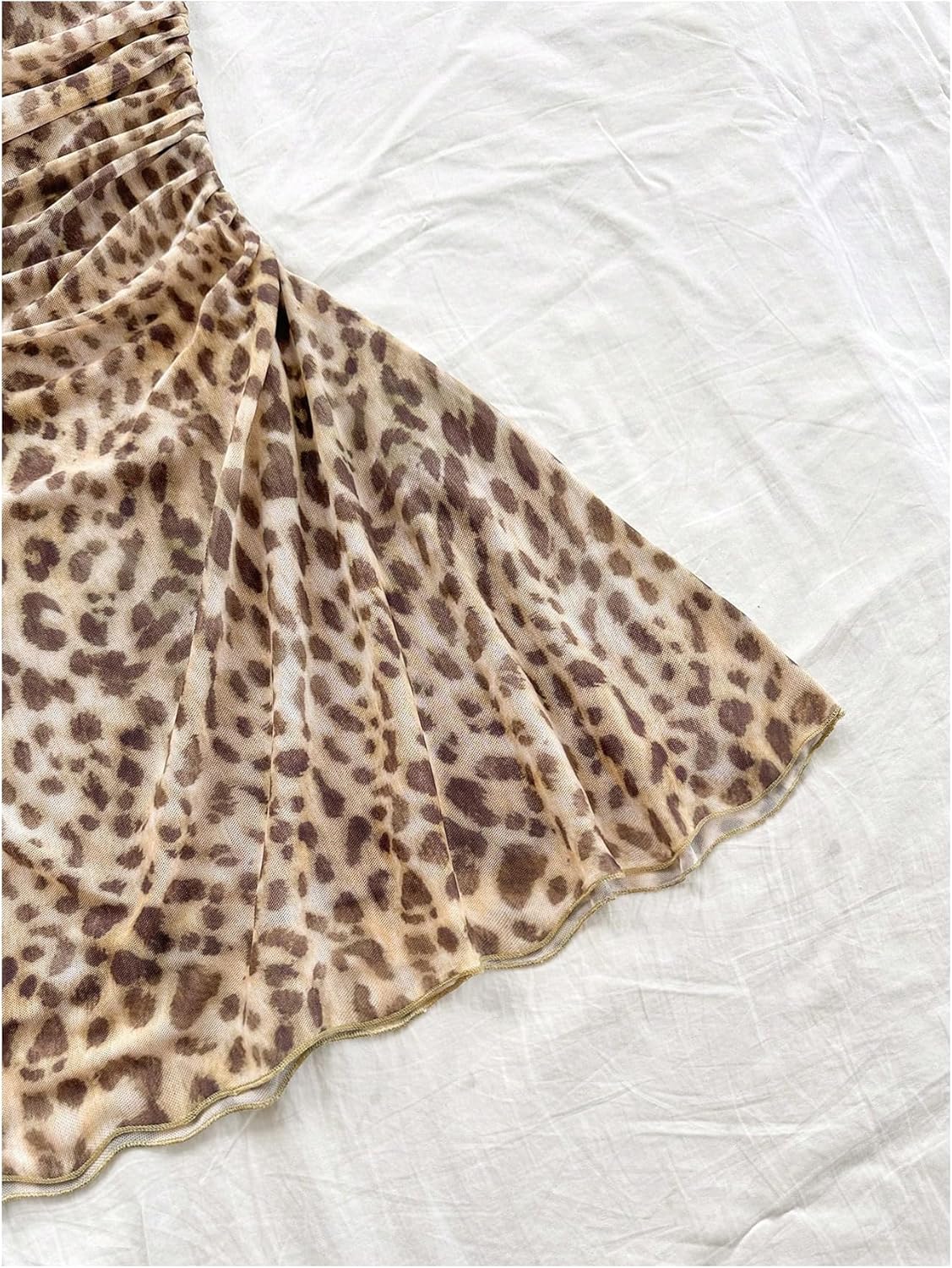 Women's Plus Size Leopard Mini Dress Y2k Cheetah Ruched Sleeveless Spaghetti Strap A Line Dresses - Image 4