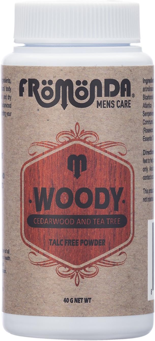 Talc Free Body Powder (Woody) cedarwood & tea tree (1.4 oz, 1-Pack)