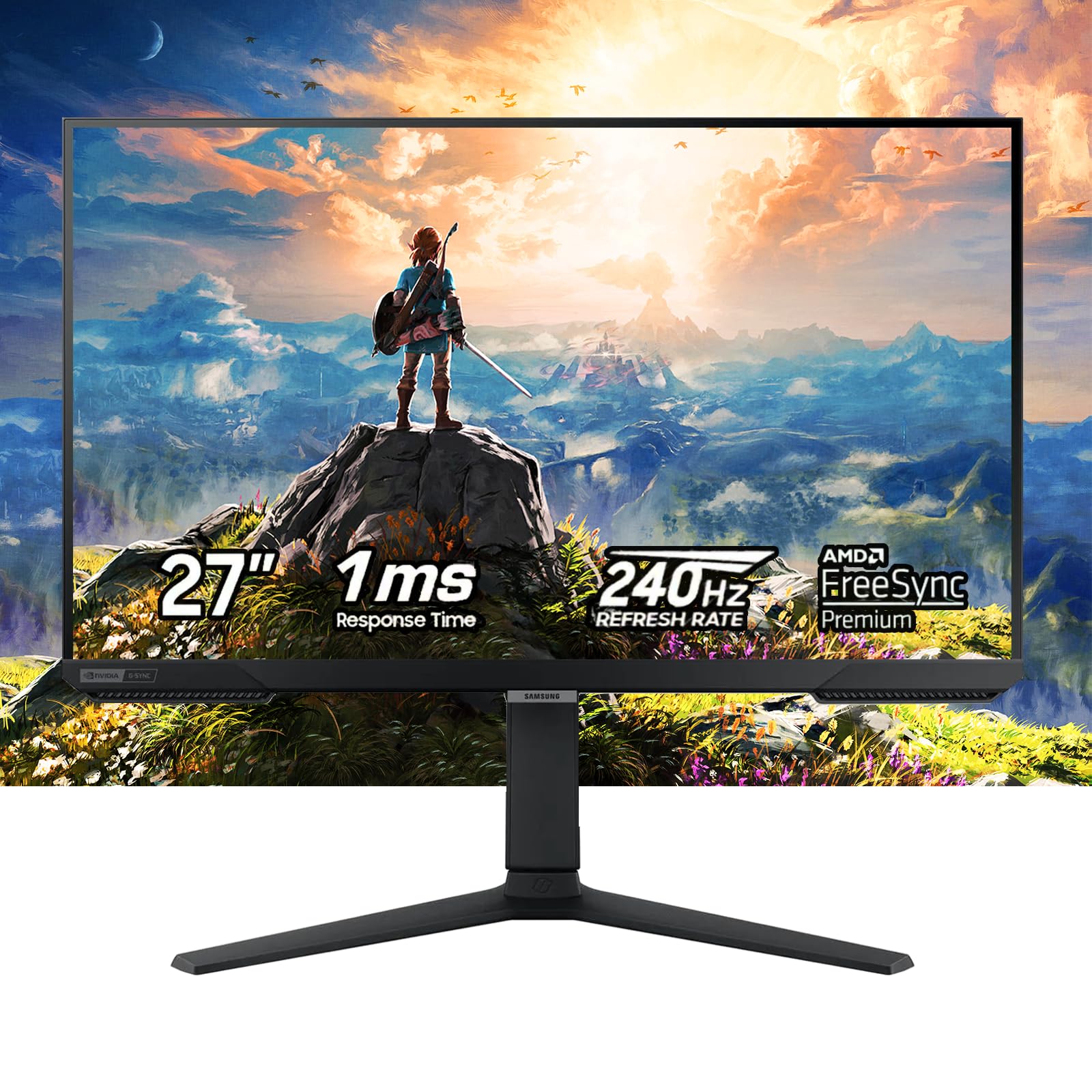 Samsung Monitor de jogos Odyssey G4 de 27 polegadas | Taxa de atualização de 240 Hz, tempo de resposta de 1 ms | FreeSync Premium, compatível com NVIDIA G-Sync | HDR 10, 400Nit | Visualização de jogos