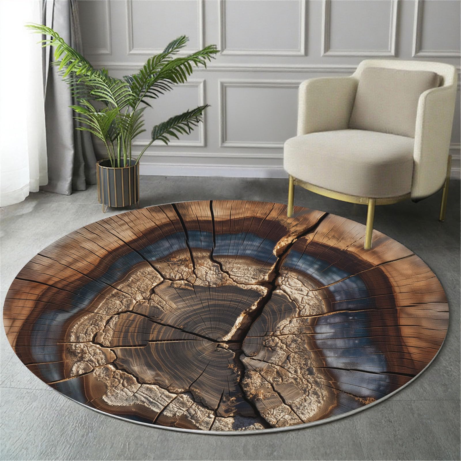 Tapis rond pour salon et chambre avec moquette décorative rurale