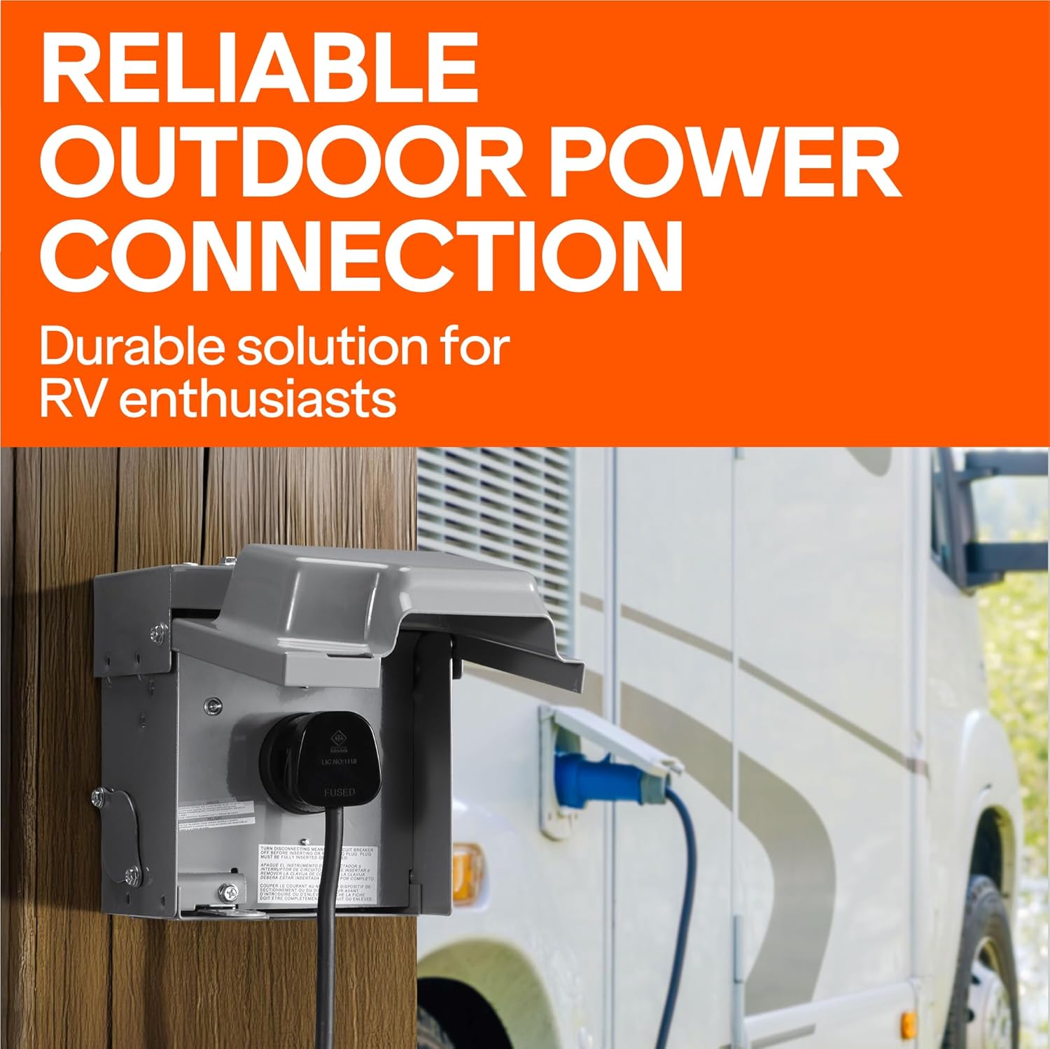 Wirefy RV 50 Amp RV Power Receptacle - Durable Outlet Box Electrical Solutions - Weatherproof Protection - Electricity Boxes for Camping Trailers or RVs