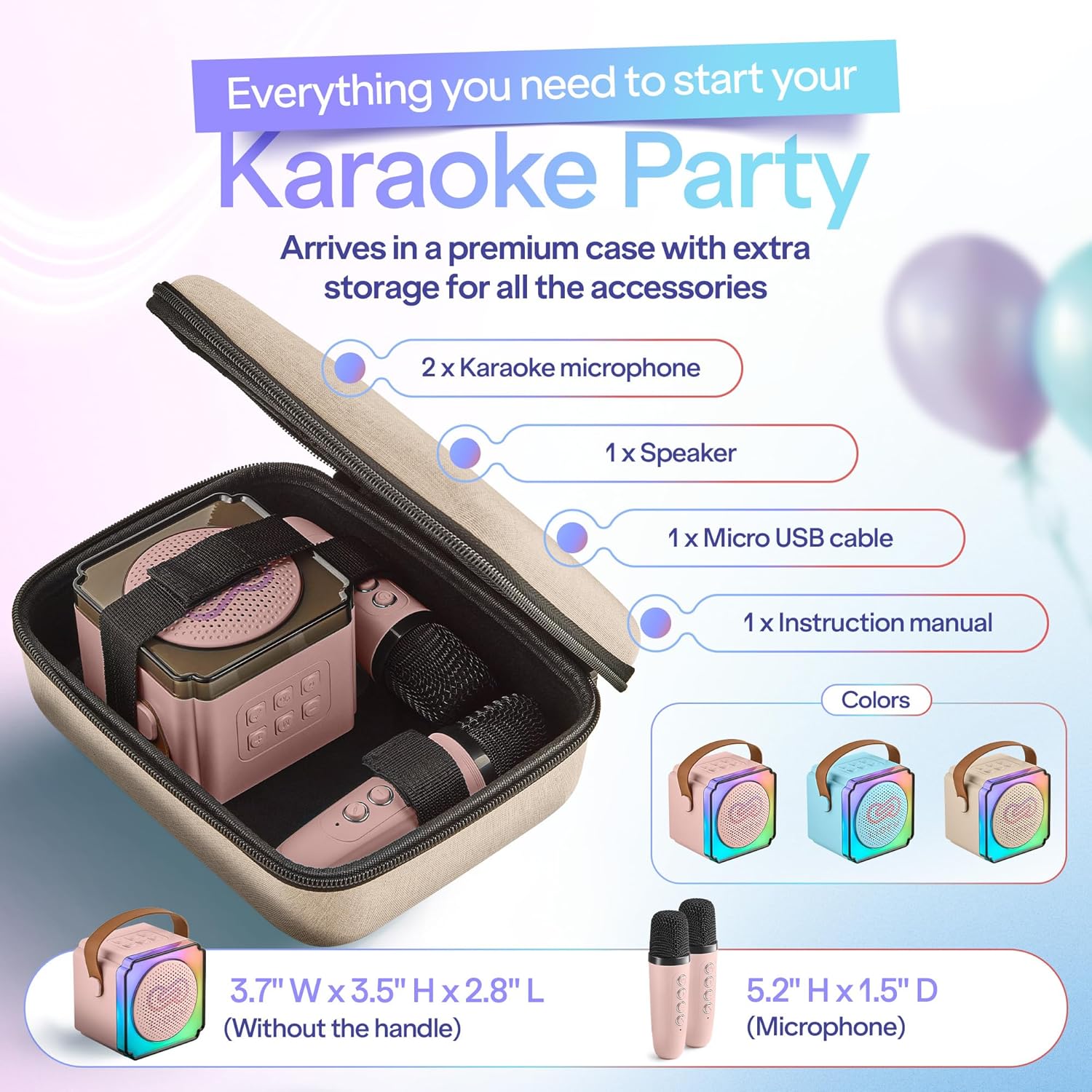 Karaoke Machine for Kids (1, Pink) - Image 5
