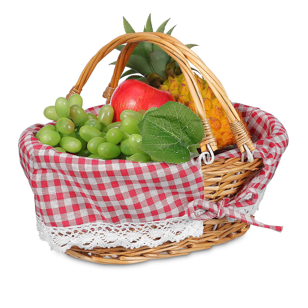 HANABASS Replacement Basket Liner Fitted Cloth Insert with Checked Pattern for Wicker and Wire Baskets Washable Fabric Liner Stable Material