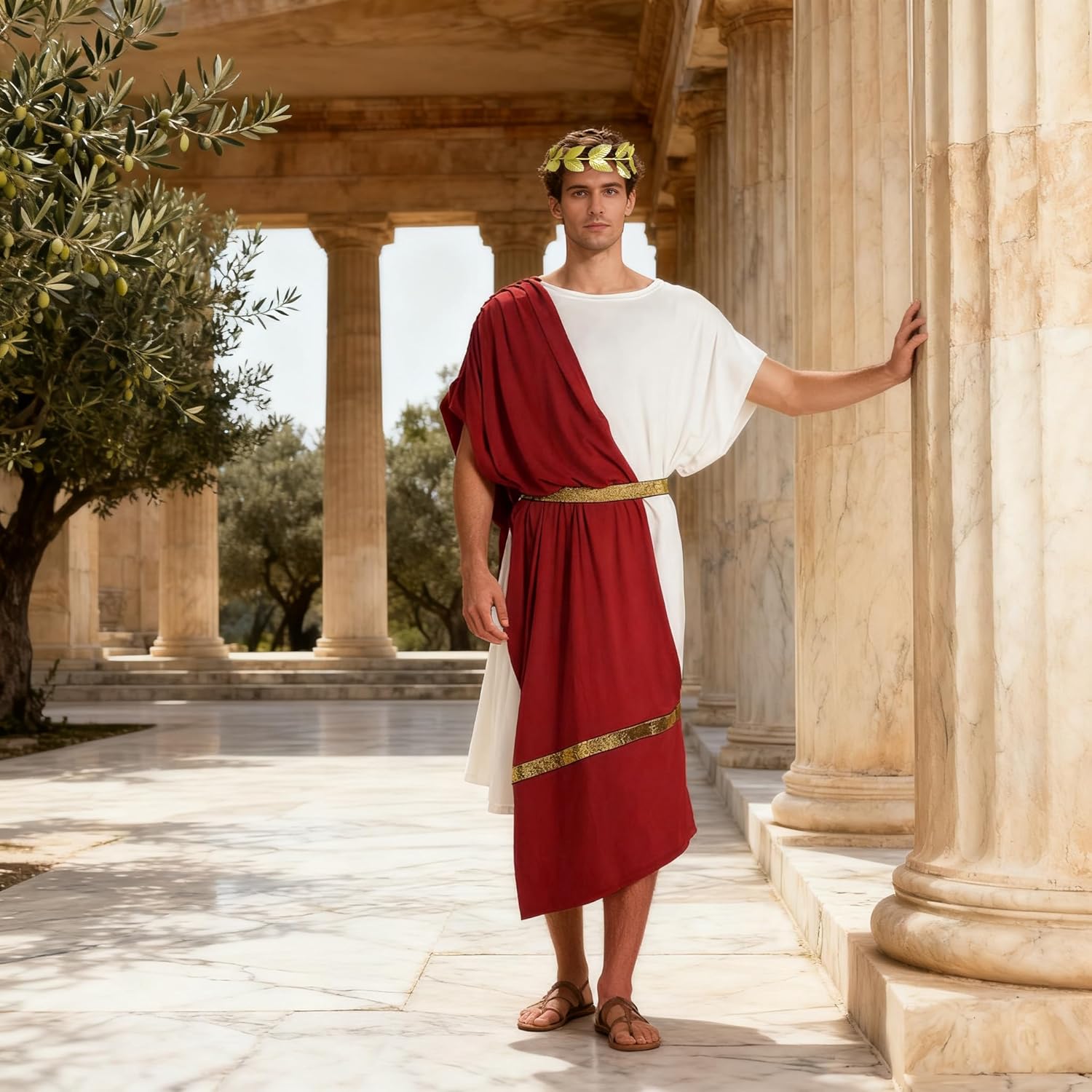 MCJC Adult Greek Toga God Costume, White Roman Deluxe Halloween Cosplay Ancient Robe - Image 7