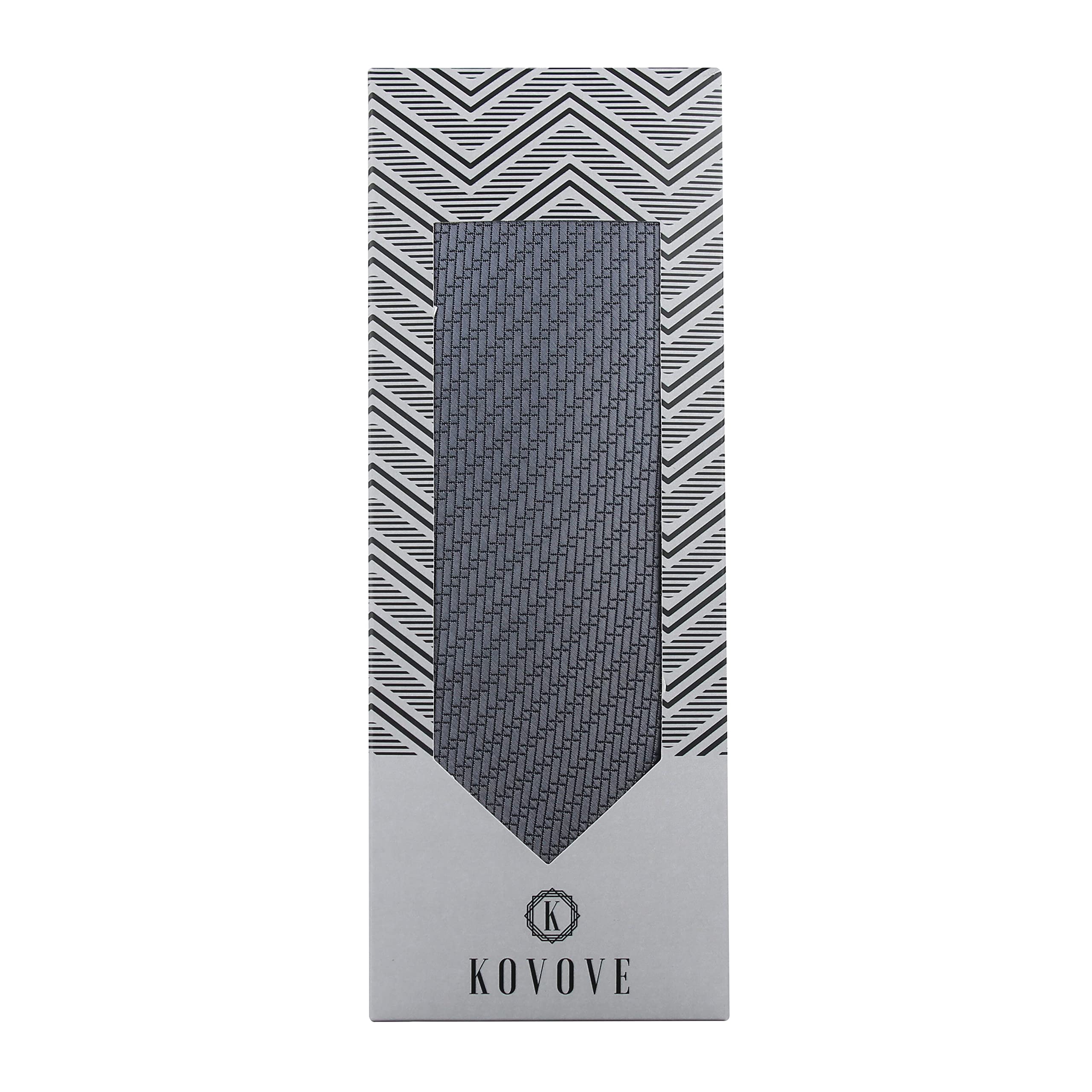 Kavove The Energise Self Pattern silver Necktie For Men - Image 6 thumbnail