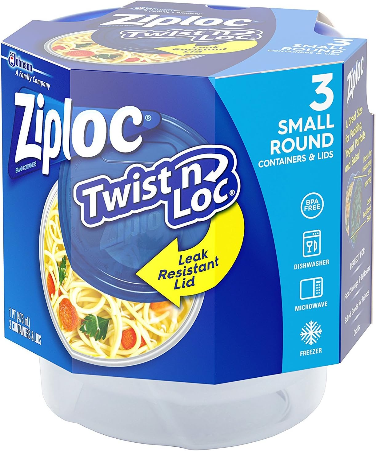 Ziploc Twist 'N Loc Containers, 3 Containers & 3 Lids, 3 Count (Pack of 1)
