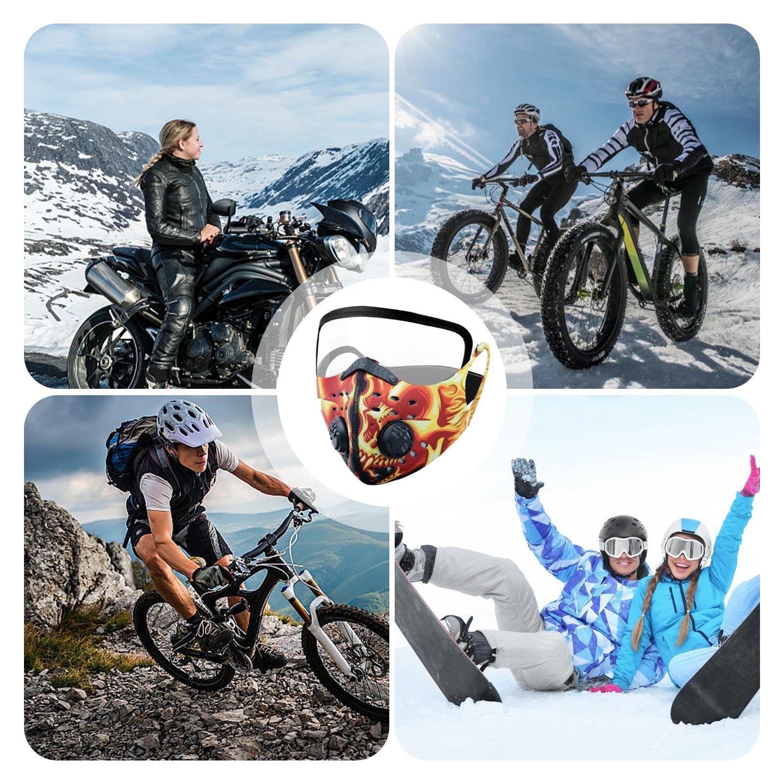 Masque de protection réutilisable avec valve d'air et bandeau amovible, technologie de filtre en maille, masque de sport anti-pollution pour moto, travail du bois