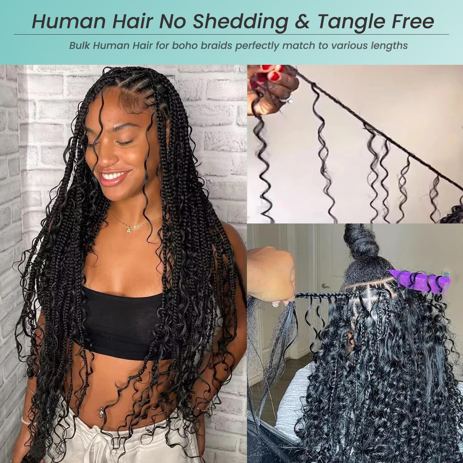 4/27 Honey Blonde Human Braiding Hair Deep Water Wave Bulk Human Hair for Braiding,Highlights Curly Braiding Hair Extensions for Boho Braids 22 Inch 2 Bundles 100G Wet and Wavy Human Hair Braiding