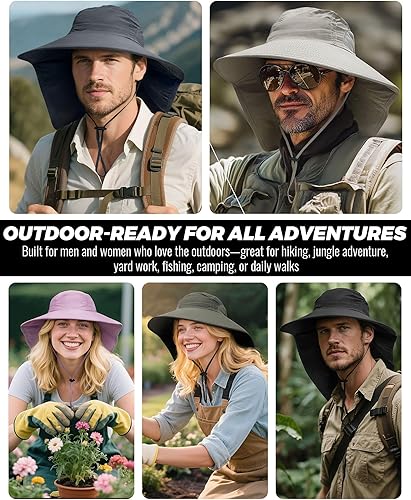 Miniatura 7 de CLAPE Sombreros de protección solar para hombres y mujeres, sombreros de pesca de ala ancha con solapa para el cuello, de secado rápido,
