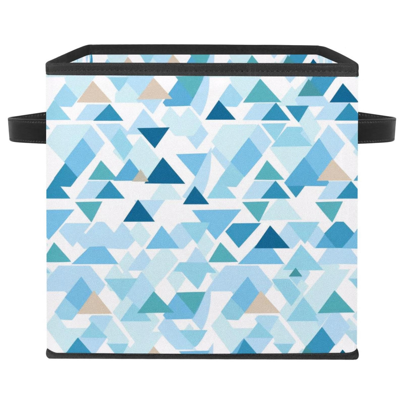 Boîte de rangement pliable en tissu bleu avec poignée pour placard