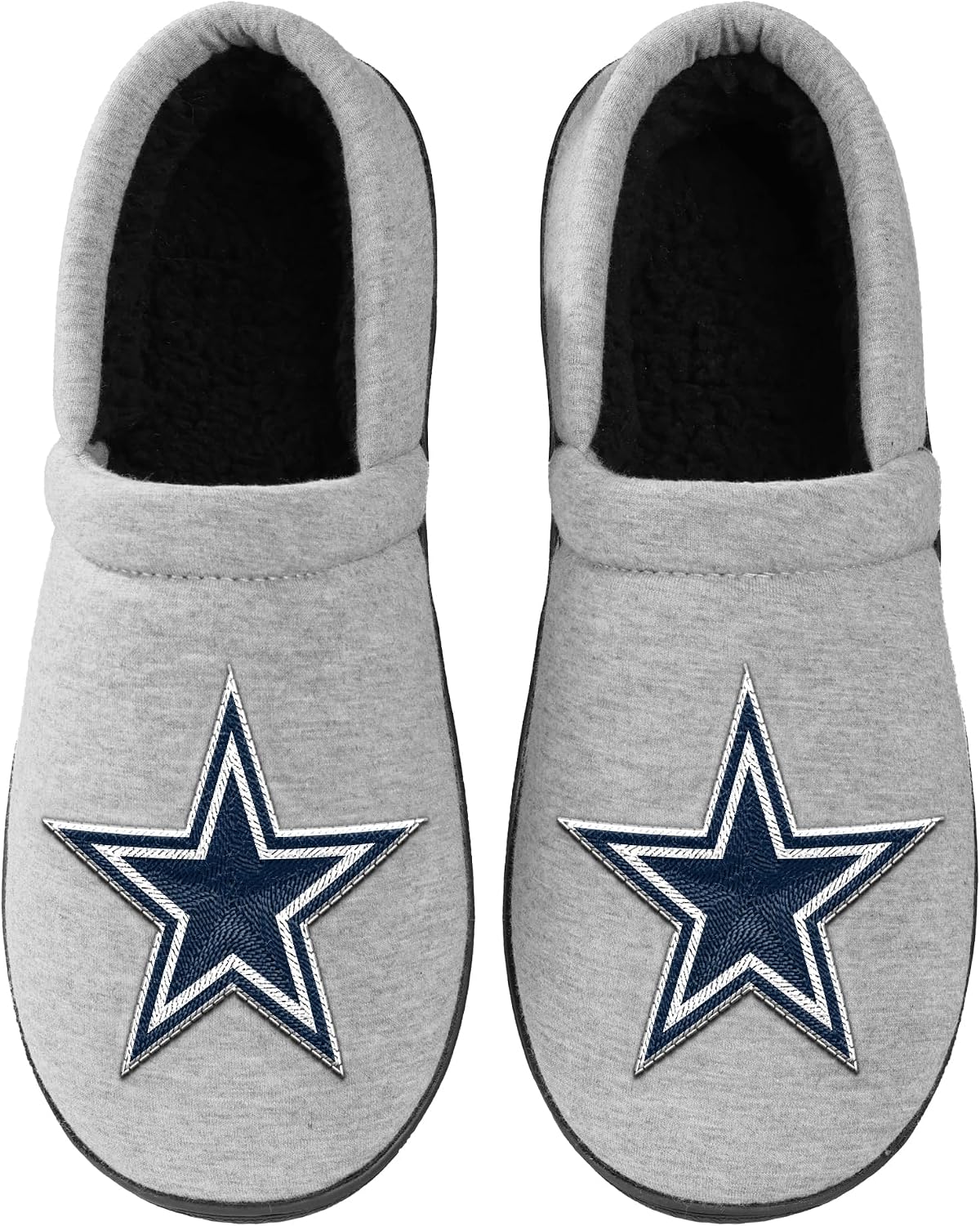 FOCO NFL Men's Officially Licensed Embroidered Primary Logo Gray Team Color Football Sherpa Moccasins Slippers