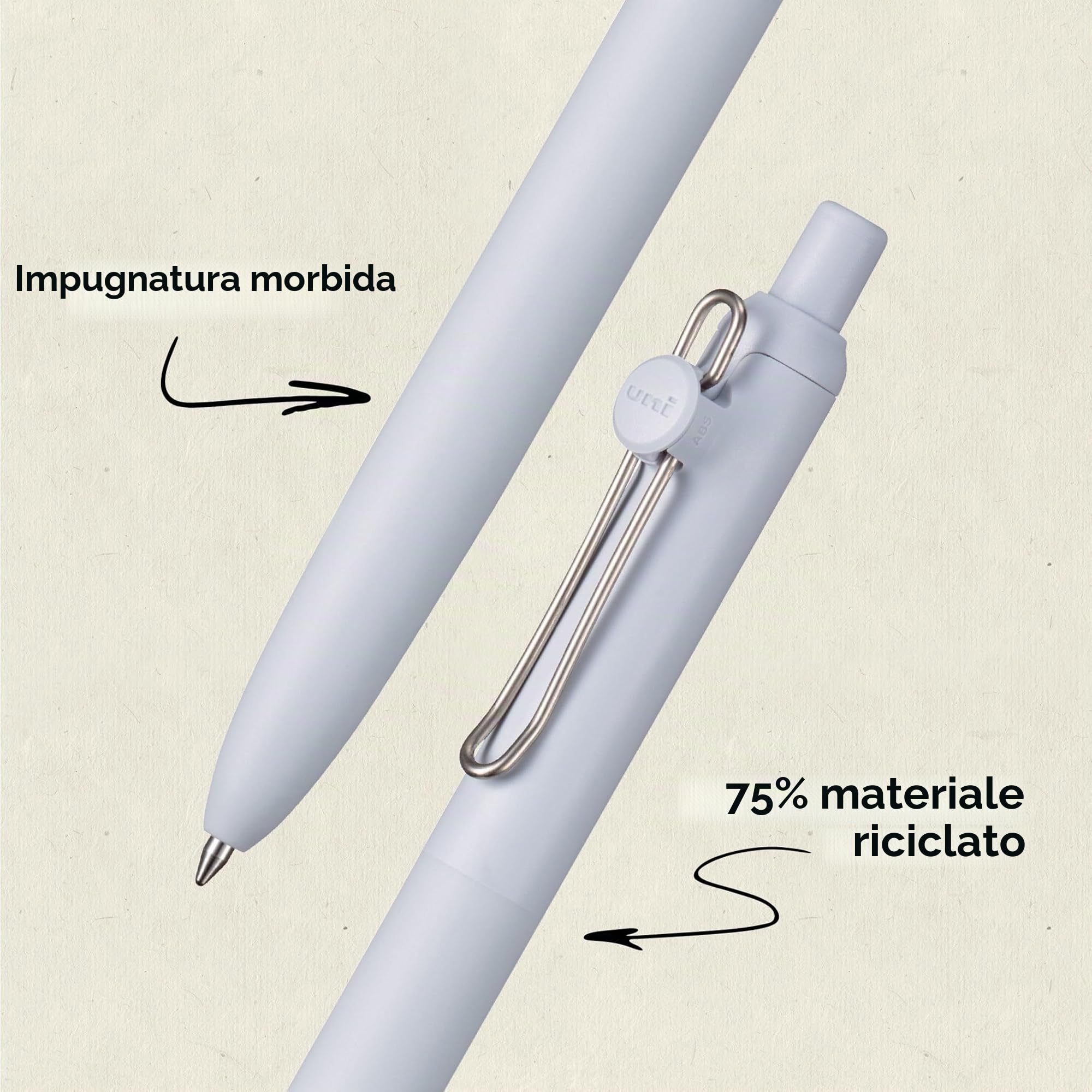uniball™ - Penna gel Zento, inchiostro nero, punta media da 0,7 mm, retrattile, scrittura fluida, asciugatura rapida, senza sbavature, senza sbavature, fusto opaco