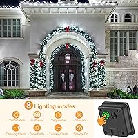 Vista 2 de 2 paquetes de luces solares de Navidad para exteriores, 158 pies 480 LED, luces de cuerda solares impermeables para exterior, 8 modos, luces