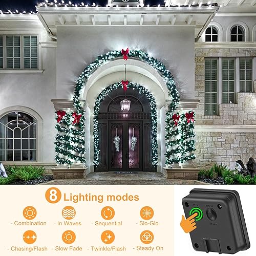 Miniatura 2 de 2 paquetes de luces solares de Navidad para exteriores, 158 pies 480 LED, luces de cuerda solares impermeables para exterior, 8 modos, luces de