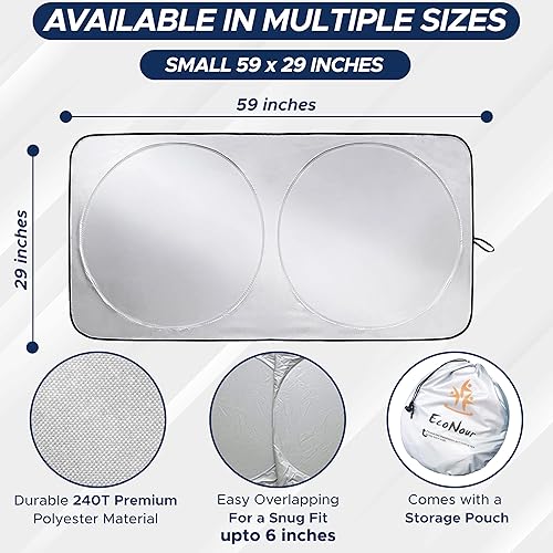 Miniatura 13 de EcoNour - Parasol para parabrisas de camioneta, para ventana delantera de camión, máxima protección contra rayos ultravioleta y calor solar, para un
