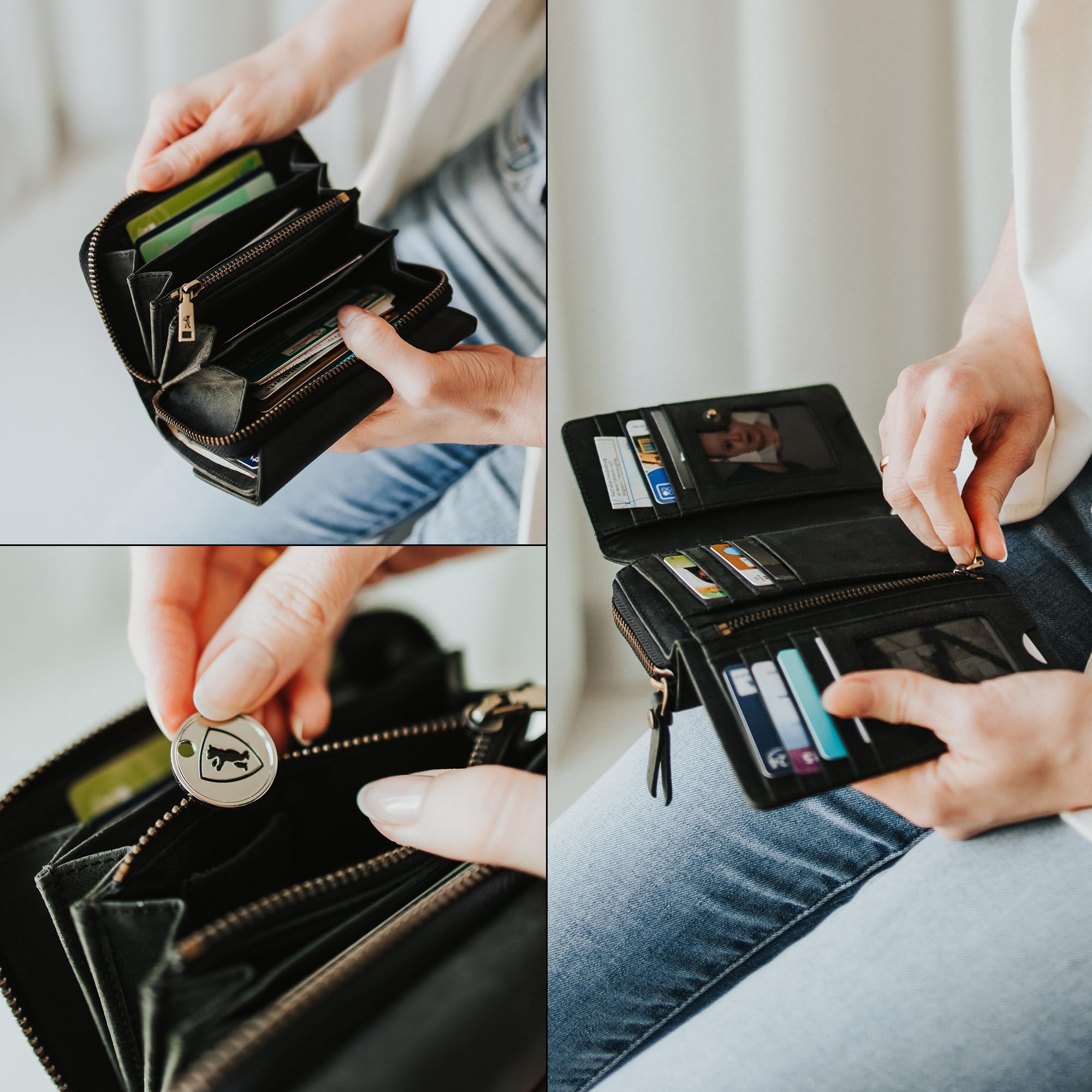 Berliner Bags Cartera Mujer de Piel Vienna, Billetera Grande con Monedero, Gran Capacidad y Protección RFID, Tarjetero - Gris Oscuro