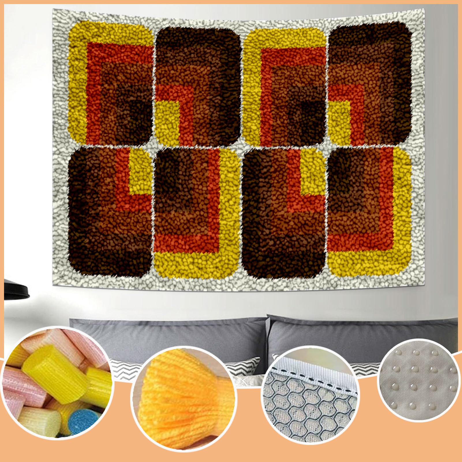 QUIYAEZY 80 x 115 cm DIY zestawy dywaników, duże zestawy haczyków zatrzaskowych dla dorosłych, zestawy do haftu krzyżykowego, robótki ręczne, dywan do dekoracji domu, zestaw do produkcji dywanów, dla