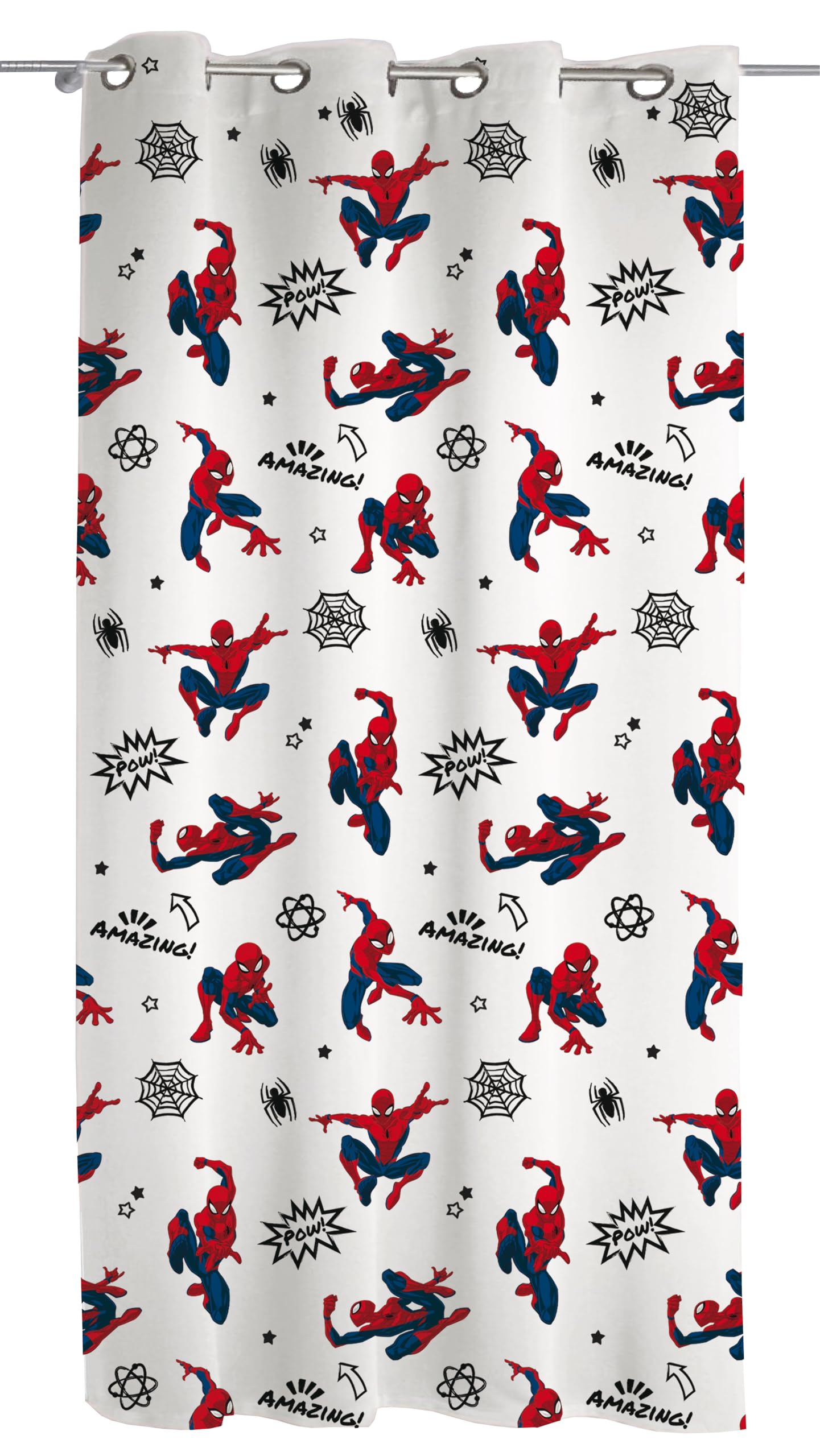 Spiderman - Cortina de Gasa con Anillas, Cortina para habitación Infantil, 140 x 290 cm, Producto Oficial, (Panel Individual)