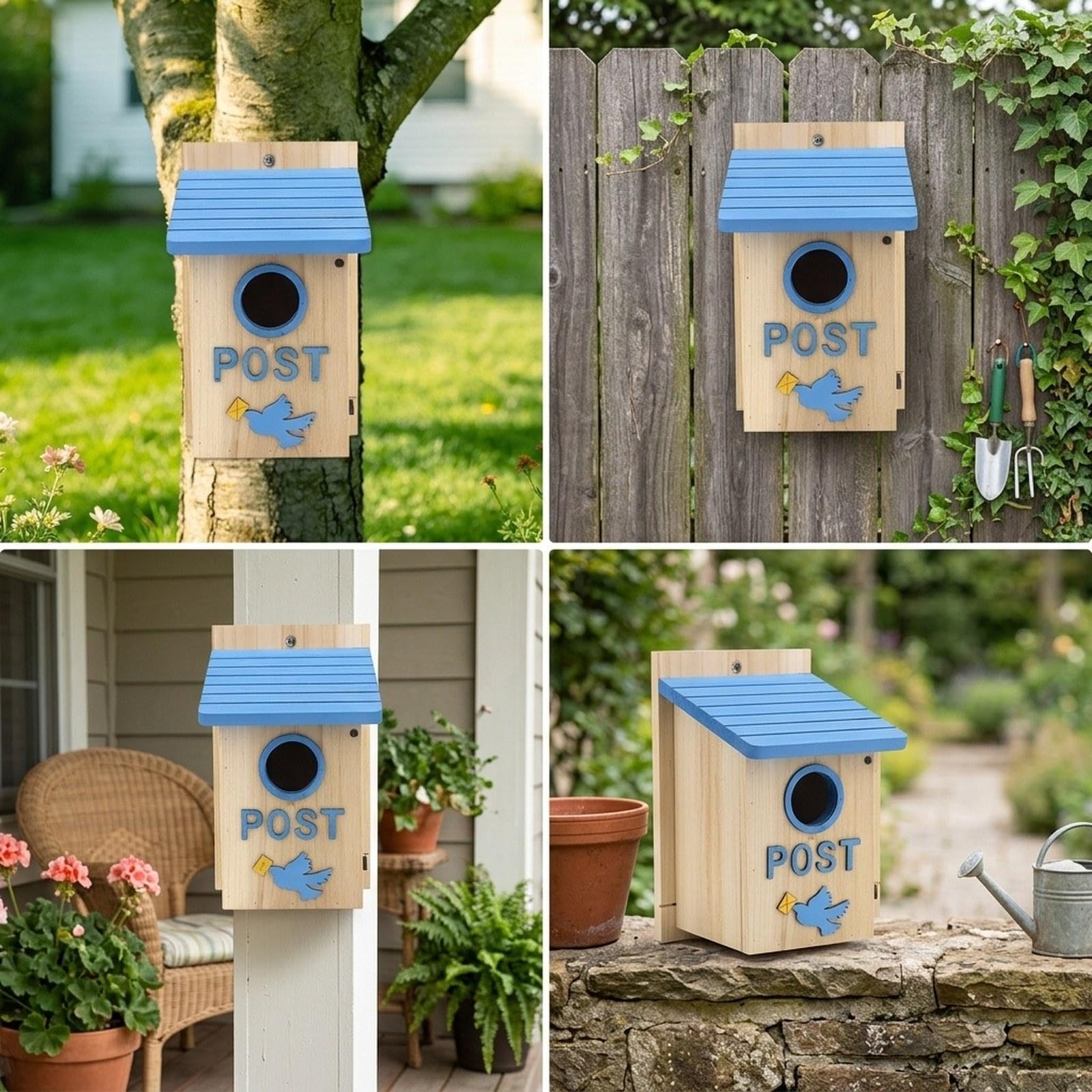 de Pájaros de Madera, Accesorios para Casitas de Pájaros, Artículos para Mascotas, Rústica para, Ideal para Jardín, TER
