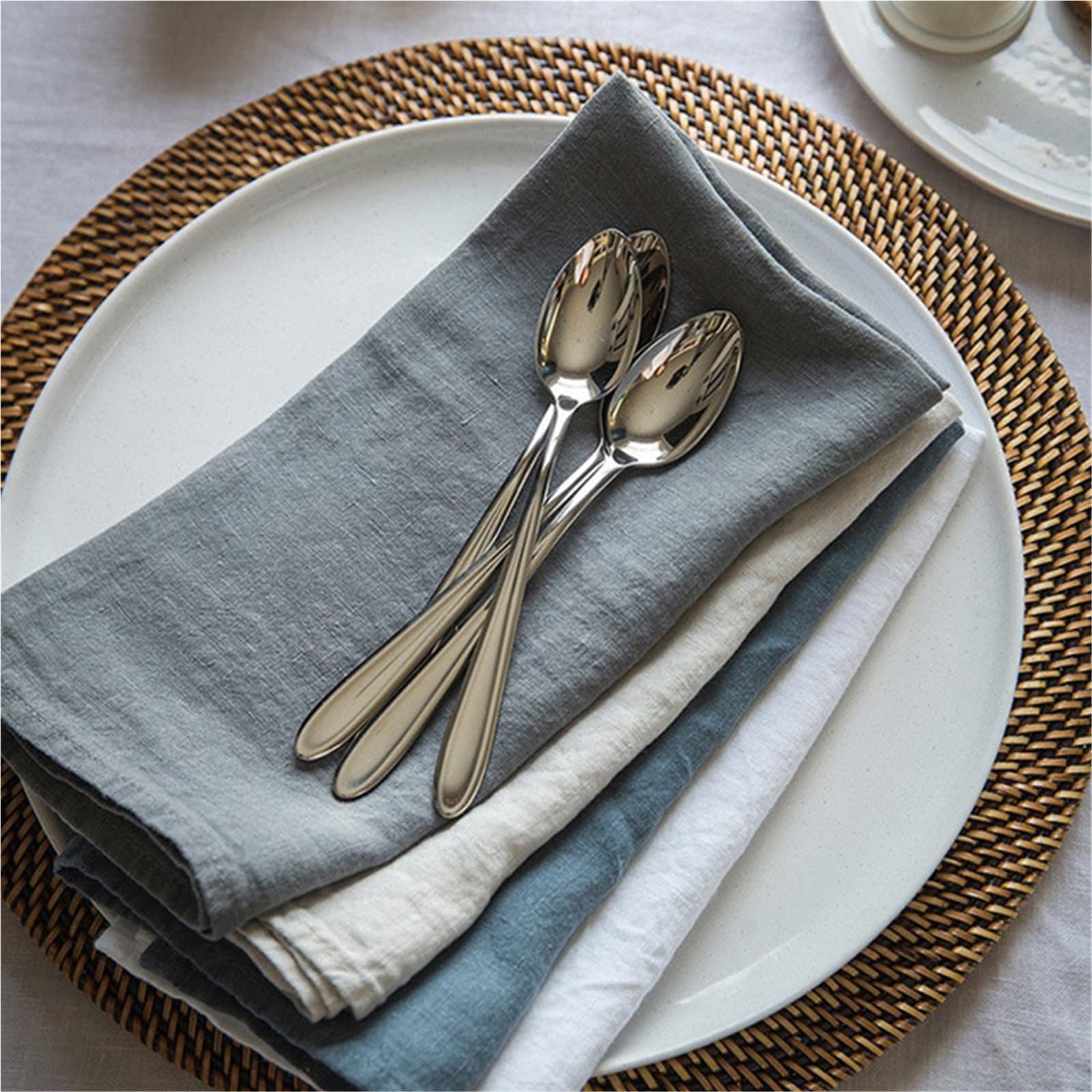 Servilletas de Mesa de algodón, Servilletas de Mesa Lino, 4 Piezas, Multicolor, for Bodas, Fiestas cumpleaños(Linen)