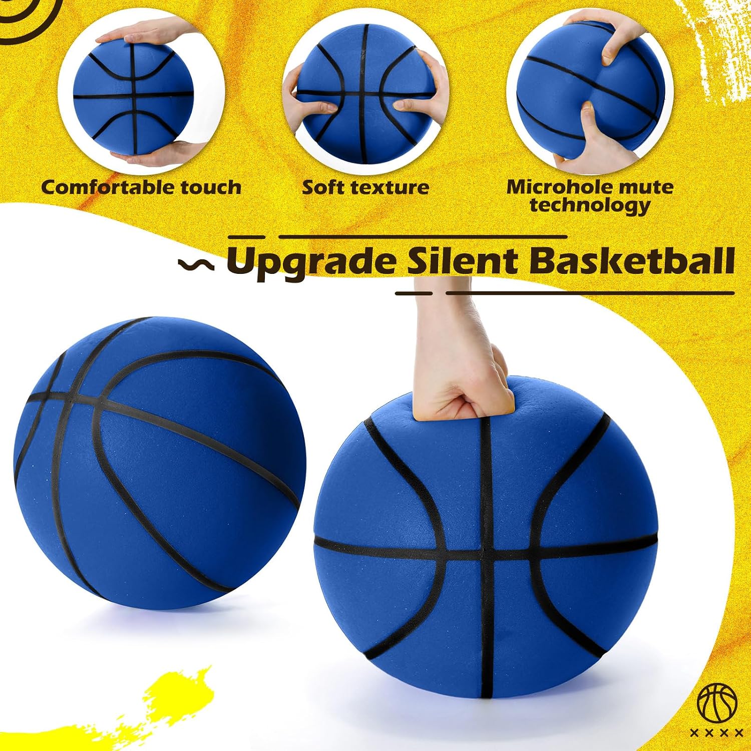 Condition photo showing New/Like New for silipull silent basketball and hoop set soft foam indoor basketball no noise for indoor dribbling and shooting practice ideal for teens adults(blue,size 7) blue size 7