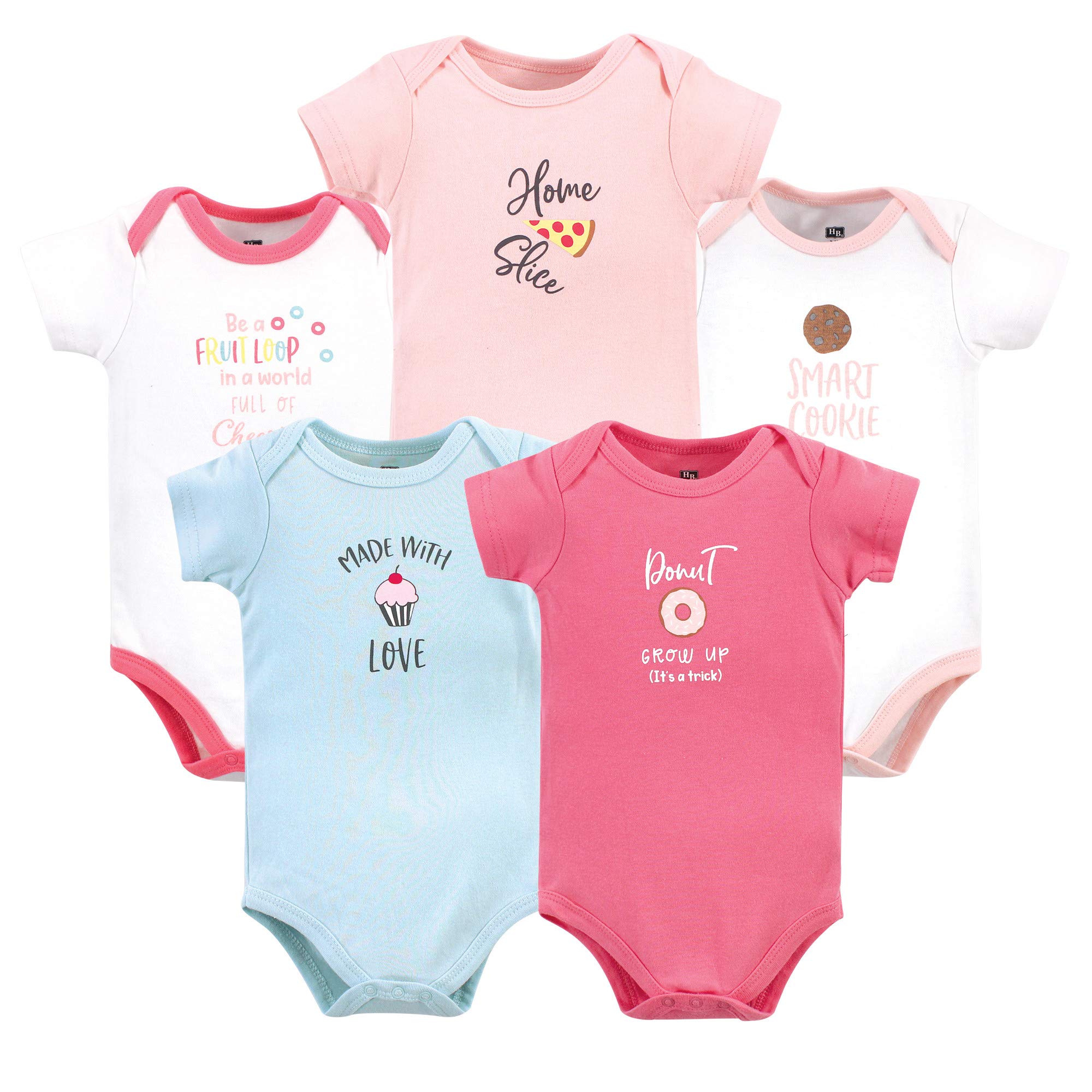 hudson baby Zestaw body dla dzieci i niemowląt Niemowlęta - chłopcy Unisex Bodysuits 5pk, Food Girl