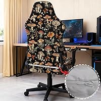 Vista 5 de Funda para silla de jugador de hongos, funda para silla de computadora, 4 piezas, con cremallera, con reposabrazos, para estudio en casa, helechos