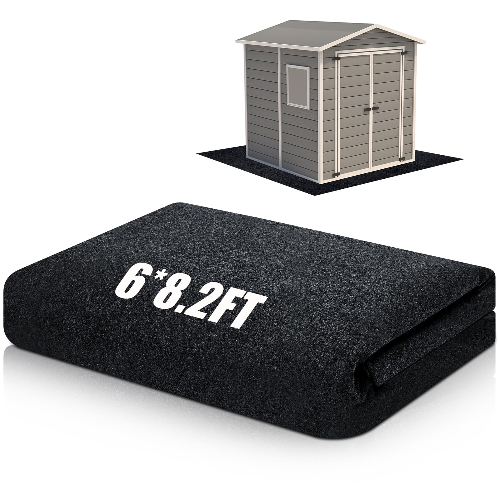 Haull Shed Floor Mat 6 x 8.2 ft, Outdoor Storage Sheds Flooring Mat with Waterproof PE Backing, Absorbent Felt Top, Non Slip Washable Protector Rug for Garden, Garage, Carport, Shed Not Included
