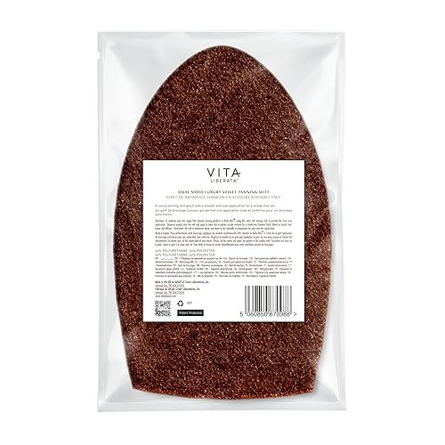Miniatura 4 de Vita Liberata Manopla autobronceadora de terciopelo de lujo de doble cara, diseñada para uso facial y corporal, aplicación mezclada sin rayas,