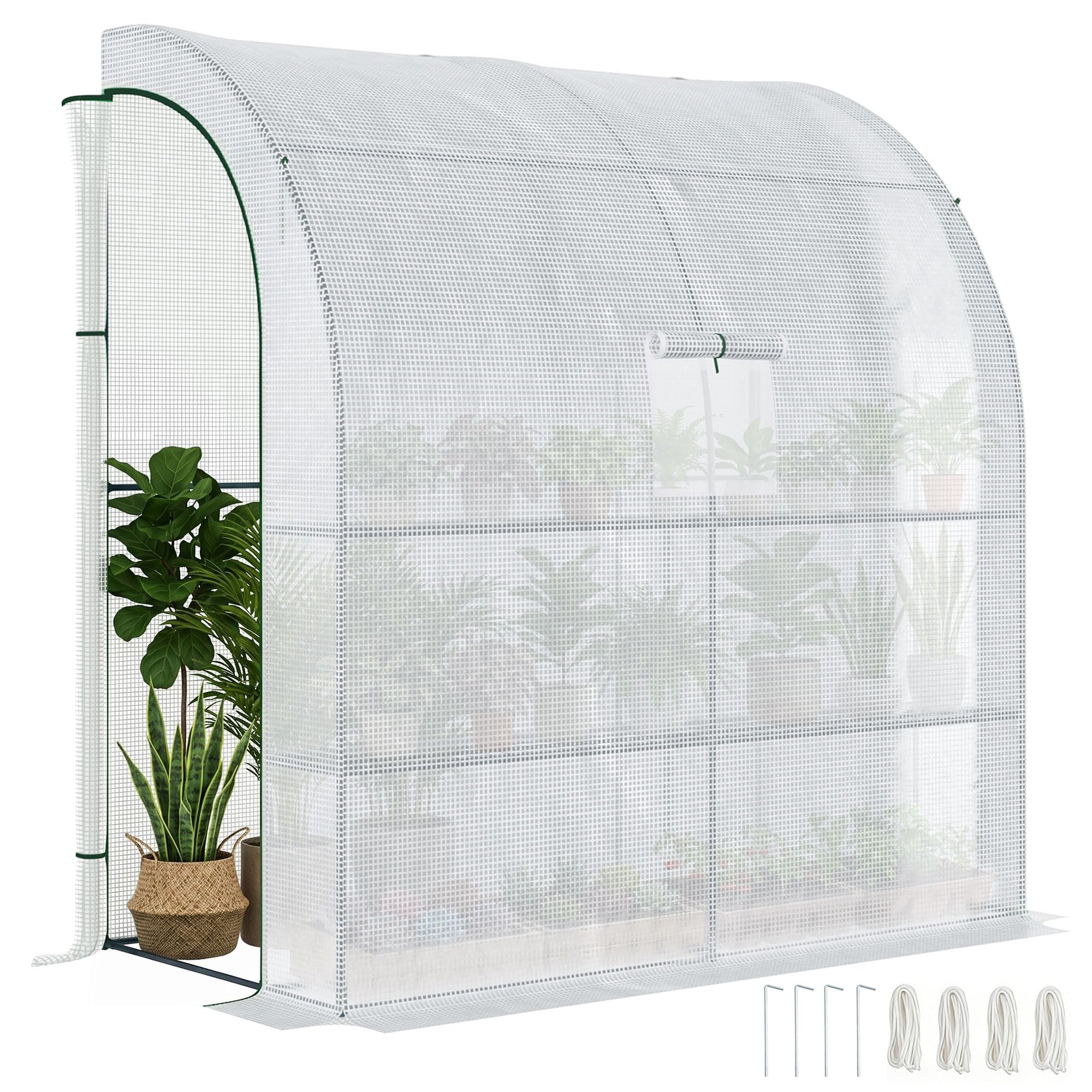 Outsunny Serre de Jardin PE avec Étagères 3 Niveaux 200x100x215 cm Blanc