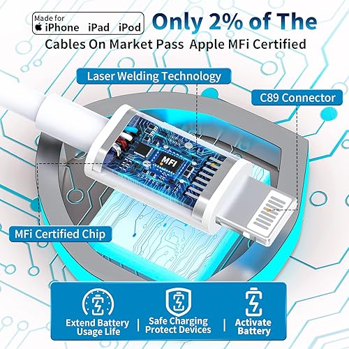 Miniatura 2 de iPhone Car Charger Fast Charging, Apple MFi Certified 4.8A Dual USB All Metal Rapid Power Car Charger with 2 Pack Lightning Cord Quick Car Charging