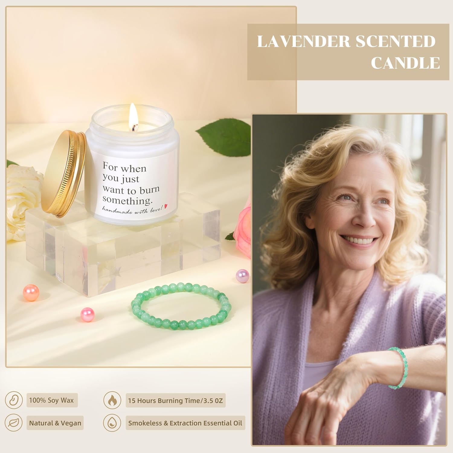 50th Birthday Gifts for Her, 50 Year Old Fabulous Gifts for Women, Unique 50th Happy Birthday Ideas with Canvas Tote Bag Glass Cup Candle, Perfect for Mom Sister Friend Wife Daughter Coworker - Image 5