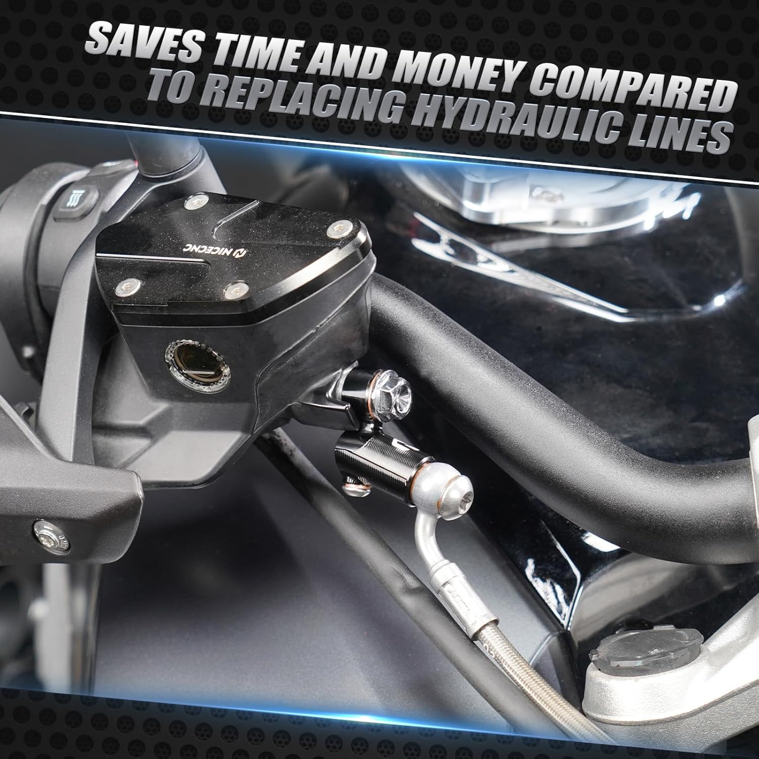 NICECNC Black Brake Hose Extension Adapter Kit Compatible with BMW R1300GS, R1250GS Adventure, R1200GS, R1200RT, F850GS Adventure, F900XR, S1000XR, Brake Line, See Fitment